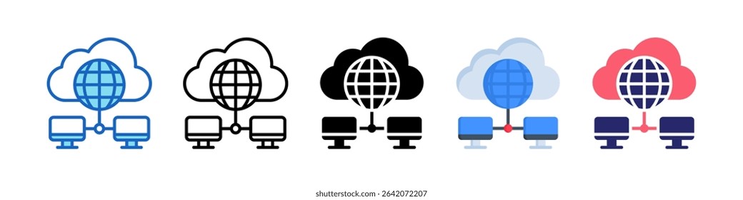 Cloud Network Multiple Style Icon Set Collection.