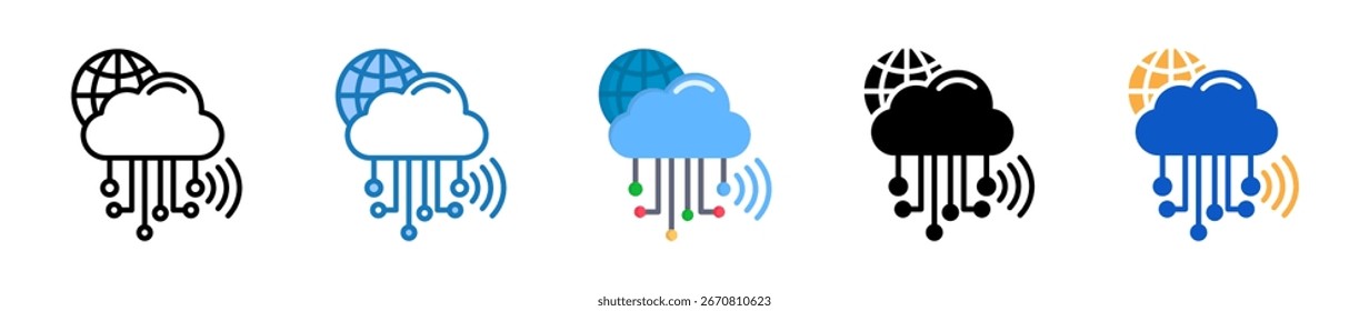Cloud Network mehrere Stil-Symbole setzen Design Vektorgrafik.