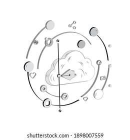 cloud and network on white background