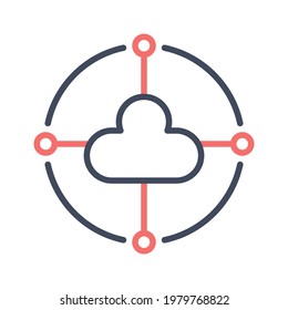 Cloud, network, server, storage icon vector image. Can also be used for banking and finance. Suitable for use on web apps, mobile apps and print media.