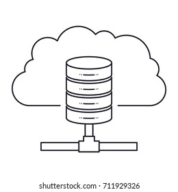 cloud and network server storage icon in monochrome silhouette vector illustration