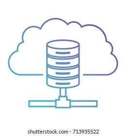 cloud and network server storage icon in color gradient silhouette from purple to blue vector illustration