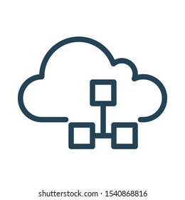 Cloud network service. Cloud Computing Icon. Simple outline icon style. Perfect symmetrical.