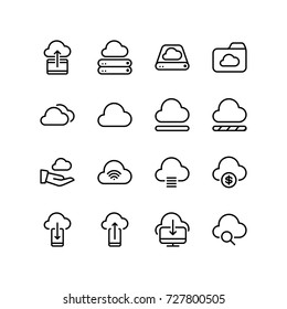 Cloud network sign and symbol icon set