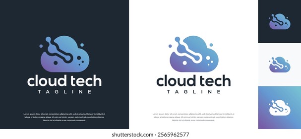 Cloud network technology logo design. Cloud digital technology logo design vector icon.