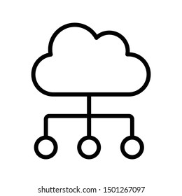 Cloud Network Thin Line Vector Icon