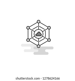 Cloud network  Web Icon. Flat Line Filled Gray Icon Vector