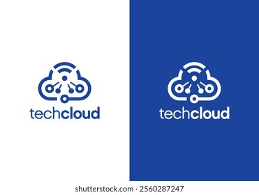 cloud with network wifi logo. technology inspiration connection lines vector design template