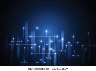 Cloud networking city concept design. Digital data transform download and upload. Cloud technology network. Vector illustration