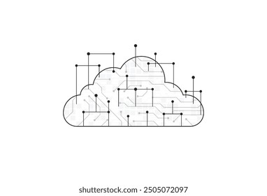 Cloud networking computing concept design. Digital data transform download and upload. Cloud technology network. Vector illustration
