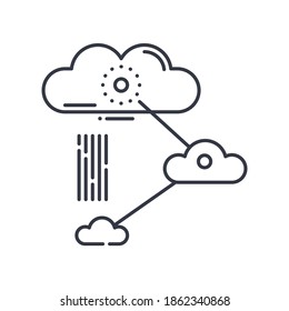 Cloud networking icon, linear isolated illustration, thin line vector, web design sign, outline concept symbol with editable stroke on white background.