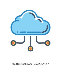 Cloud networking icon. Cloud icon with network connections symbolizing data sharing, distributed systems, and interconnectedness.