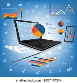 Cloud networking, Internet and modern technology concept.Apps on laptop screen
Business, internet and technology concept