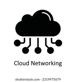 Cloud Networking  Vector Solid  Icon Design illustration. Network and communication Symbol on White background EPS 10 File
