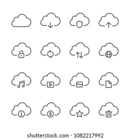 Cloud networks icon set