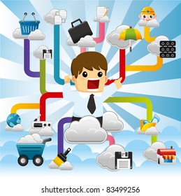 Cloud network,with business man.