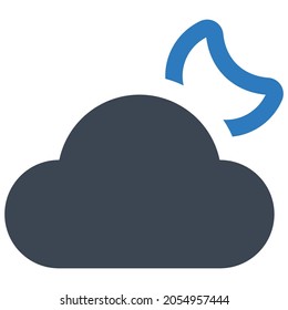 Icono de noche en la nube.luna,cielo (ilustración vectorial)