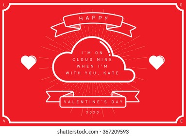 cloud nine valentine's day card template vector/illustration