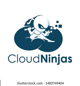 cloud ninja technology icon and logo design