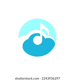 Cloud Note Music blue logo template icon vector design