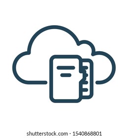Cloud notebook. Cloud Computing Icon. Simple outline icon style. Perfect symmetrical.
