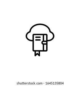 Cloud Notebook, Library, Book Icon, Logo, Vector