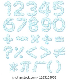 Cloud number font and math icon illustration