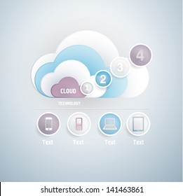 Cloud with numbers concept. Mobile icons for infographics