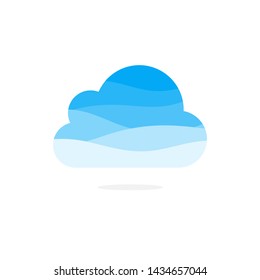 Cloud object icon isolated with blue wave concept on white background design vector illustration.