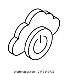 Cloud with off button isometric icon of cloud off in trendy style