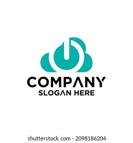 Cloud and off button, vector icon eco