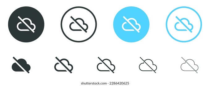 Cloud off icon - no cloud computing sign disable disconnected icons - clouds offline symbol in outline, line, fill, filled for apps and website	