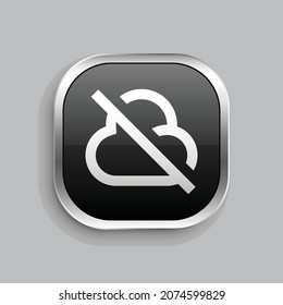 cloud off line icon design. Glossy Button style rounded rectangle isolated on gray background. Vector illustration