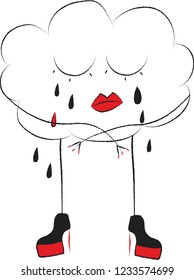 
Cloud. Offended cloud  in shoes. Cartoon