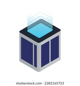 Cloud office glow isometric icon with 3d image of data center server vector illustration