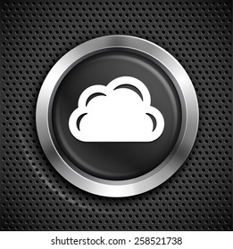 Cloud on Black Round Button