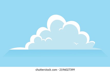 Cloud on blue background. Graphic element for printing on clothes. Dreams, fantasy and imagination. Symbol of lightness, height and freedom. Poster or banner. Cartoon flat vector illustration