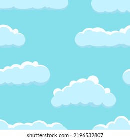 Cloud auf blauem Hintergrund. Nahtloser Hintergrund mit blauem Himmel und Wolken. Vektorgrafik