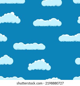 Cloud on a blue background. Seamless background with blue sky with clouds. Vector illustration