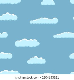 Cloud on a blue background. Seamless background with blue sky with clouds. Vector illustration