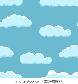 Cloud on a blue background. Seamless background with blue sky with clouds. Vector illustration