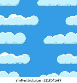 Cloud on a blue background. Seamless background with blue sky with clouds. Vector illustration
