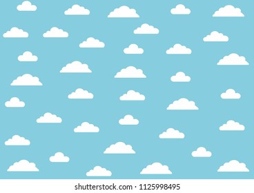 Cloud on blue sky background. Vector seamless.