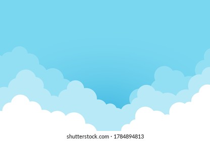 Nube sobre cielo azul paisaje de caricatura al aire libre fondo vector de diseño plano