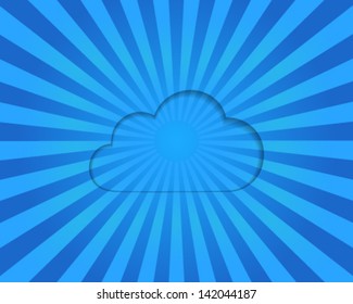 Cloud on a blue striped background, vector eps10 