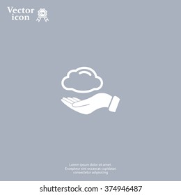 cloud on hand icon, vector illustration.