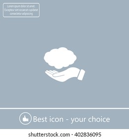 cloud on hand icon, vector illustration. Flat design style