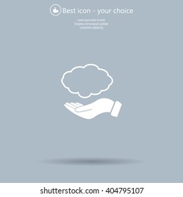 cloud on hand icon, vector illustration. Flat design style