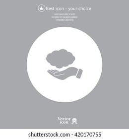 cloud on hand icon, vector illustration. Flat design style