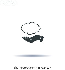 cloud on hand icon, vector illustration. Flat design style